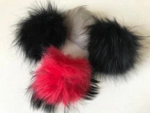 REAL FUR DETACHABLE WITH STUD SOFT POM POM FOR BEANIE  HAT - Picture 1 of 9