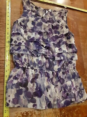 LC Lauren Conrad Purple Top Ruffle XS #S104/105 - Image 1 of 4