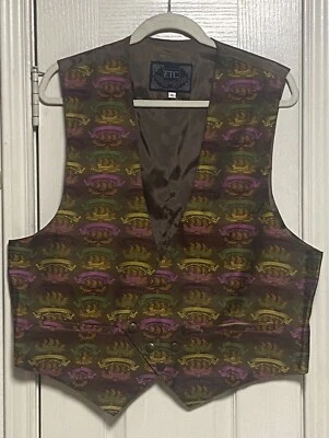 Винтажный ETC джентльменов западный стиль жилет жилет XL бронза/мульти сделано в США - Изображение 1 из 4