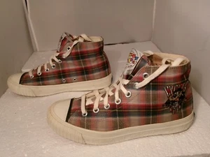 Vintage 1994 Keds Looney Tunes Tasmanian Devil Cycles Plaid Sneakers Women 8.5 - Picture 1 of 15