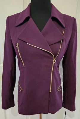 Blazer Calvin Klein con cremalleras doradas y detalles talla 6P hermoso ciruela nuevo con etiquetas Foto 1 de 4