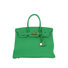 Hermès Birkin 35 Togo Leather Bambou Gold Hardware Handbags Green
