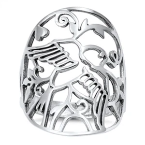 Women's Dove Wings Filigree Cutout Ring New .925 Sterling Silver Band Sizes 5-10 - Picture 1 of 2
