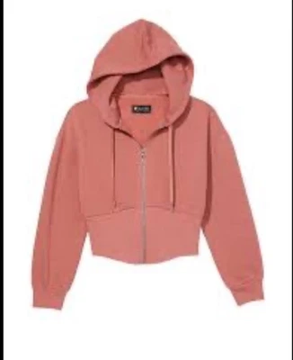VICTORIA’S SECRET NWT Cropped Corset Hoodie XL Canyon Rose Full Zip - Image 1 of 4