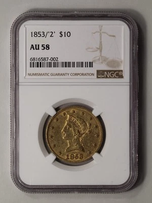 1853/'2' Eagle - No Motto $10 NGC AU58 - Image 1 of 4