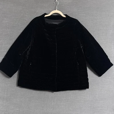 Talbots Jacket 14W Plus Black Velvet Quilted Down Classic Career Party Evening - Image 1 of 4