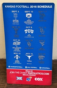 Kansas Jayhawks 2016 Football Schedule Magnet - Picture 1 of 1