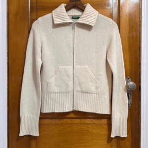 United Colors of Benneton Cream Knit Turtleneck Cardigan Women’s Small - Picture 1 of 6