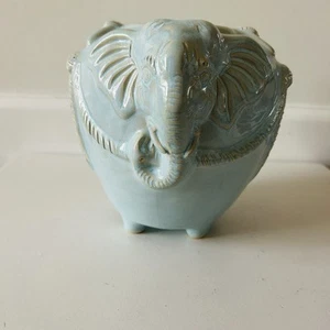 Cambodian Khmer Stoneware Elephant 6” Flower Pot Vase - Picture 1 of 8