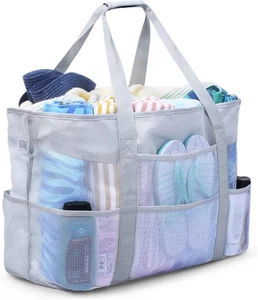 Mesh Beach Bag Extra Large Waterproof Sandproof Beach Tote Swim Bag Travel Vacat - Picture 1 of 11