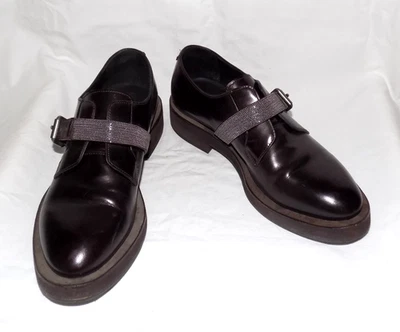 Mocasín Brunello Cucinelli Derby Cuero Marrón Monili Correa Hebilla Plataforma 39.5 Foto 1 de 4