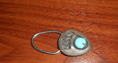 Llavero turquesa vintage de plata esterlina nativo americano Bennett 1-3/8" x 1" Foto 1 de 4