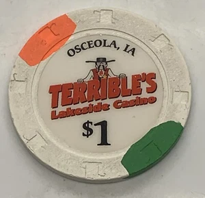 Terrible’s Lakeside Casino $1 Chip Osceola IA Iowa Riverboat H&C 2005 - Imagen 1 de 4