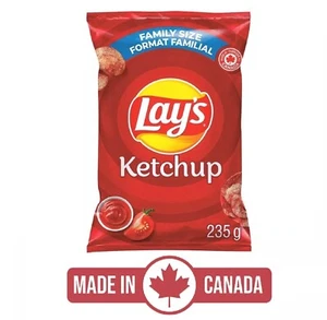 Lay's Ketchup Chips (235g) One Bag Snacks Made in Canada Family Size Popular - Picture 1 of 8