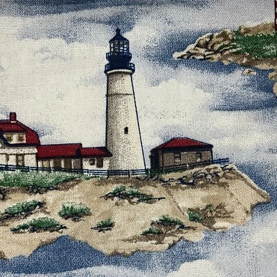 Waverly Globo Cenefa Land Ho Faro Estampado 79x17 Algodón Cortina Playa Foto 1 de 4