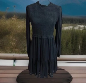 SCOOP NYC FIT & FLAIR SHEER SLEEVES MIDI DRESS LINED SIZE XS SIZE 2-4 NEW - Picture 1 of 10