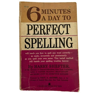 6 Minutes A Day To Perfect Spelling - Harry Shefter (1961, Paperback) Pre-owned - Picture 1 of 12