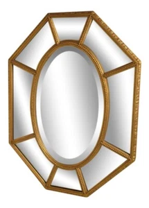 38944: FRIEDMAN BROTHERS #6427 Octagonal Gold Frame Decorative Mirror ~ NEW - Picture 1 of 10