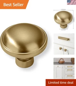 Durable 10 Pack of 1-3/4 Inch Round Brushed Brass Knobs for Home Cabinets - Picture 1 of 7