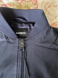 Express Navy Wool Blend Bomber Jacket 2 Way Zipper XS Size New with tags - Picture 1 of 10