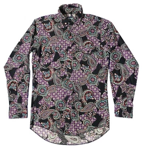 VTG Wrangler Shirt 14.5X33 Long Tail Cowboy Cut Western Multicolor Paisley USA - Picture 1 of 8