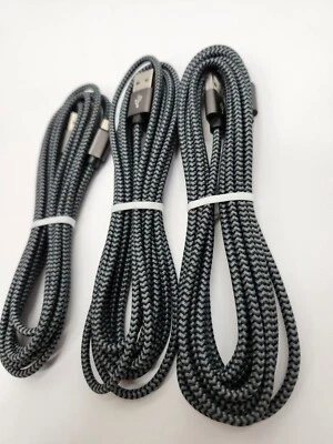 Heavy Duty Micro USB Fast Charger Data Cable Cord For Samsung Android LOT OF 3! - Image 1 of 4