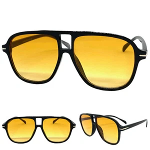 Hombres Mujeres Clásicas Vintage Retro Estilo Hip Hop GAFAS DE SOL Marco Negro Lente Naranja - Imagen 1 de 6