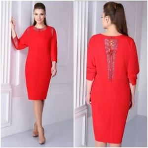 RED PLUS SIZE ELEGANT DRESS - Picture 1 of 9