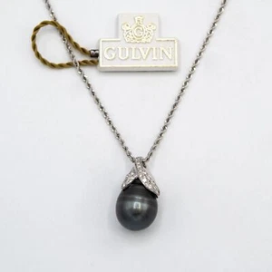 Halskette G U L V I N in 18 kt Weißgold graue Barockperle und Diamanten - Bild 1 von 9