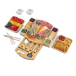 AYTITI Bamboo Cheese Board Charcuterie Platter & Serving Tray - Picture 1 of 4