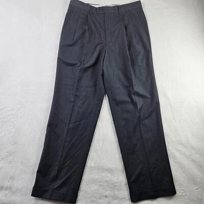 Ralph Lauren Hombres 32Wx30L RN-90736 Negro Vestido Pantalones Puño Carbón Nuevo Plisado Foto 1 de 4