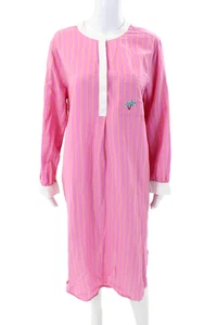 J Crew Womens Linene Blend Striped Long Sleeve Mid-Calf Dress Pink SIze M - Picture 1 of 6