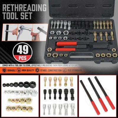 49x Thread Repair Chaser Tool UNC UNF Metric Thread Restorer Kit Tap and Die Set - Image 1 of 4