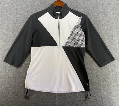 Camisa Bolle Alto Rendimiento Negra Blanca 1/4 Cremallera Cuello Simulado Mangas 3/4 Mediana Foto 1 de 4