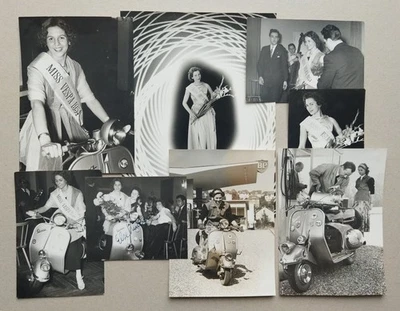 8 Original Fotos Miss Vespa Stuttgart 1954 ● Autogramm ● Frau Mädchen Motorrad - Bild 1 von 4