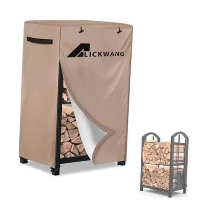 Cubierta de estante de leña de 17 pulgadas, resistente 600D 14" D x 17" W x 30" H caqui Foto 1 de 4