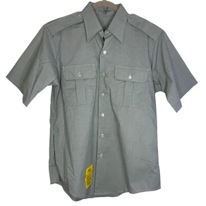 Vintage J.H. Rutter Rex Military Button Up Short Sleeve Shirt Men's Size 16 - Picture 1 of 5