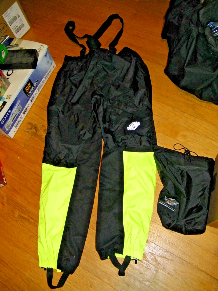 Pantalones de lluvia Harley Davidson BiBs alta visibilidad para hombre talla XL amarillo negro baberos Foto 1 de 3