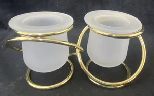 Soportes de candelabros votivos PartyLite vidrio esmerilado latón Gemini P7107 retirado de colección - Imagen 1 de 5