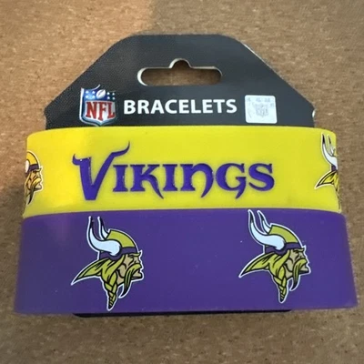 NFL Minnesota Vikings Rubber Wristband Bracelet Set Of 2 Officially Licensed - Image 1 of 4