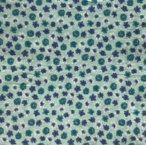 2 Yd 13” Aqua Turquoise Blue Purple Floral Calico Print Quilt Cotton Sew Fabric - Picture 1 of 8