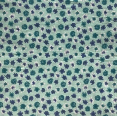 2 Yd 13” Aqua Turquoise Blue Purple Floral Calico Print Quilt Cotton Sew Fabric - Image 1 of 4