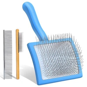 Blue Slicker Brush for Medium to Large Pets - Long Pin Grooming Tool Removes ... - Picture 1 of 8