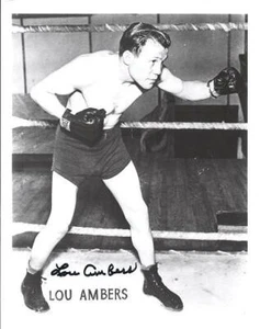 Foto autografiada firmada por Lou Ambers de 8x10 pulgadas boxeo Salón de la Fama fallecida en 1995 - Imagen 1 de 1