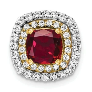 14K Two-tone Gold Lab-Created Diamond & Created Ruby Pendant - Picture 1 of 2
