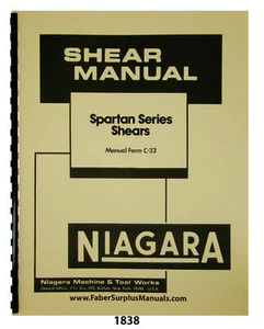 Niagara Spartan Series Shears Operation, Maintenance, & Parts List Manual #1838 - Bild 1 von 11