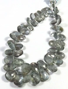 Top Natural Moss Aquamarine Faceted Gems Pear Beads 7"Strand 6.5-12.5mm LC-1193 - Picture 1 of 12