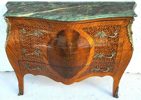 Bombay Chest French Louis XV Mahogany Marble Ormolu Mounts Cover