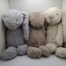 Jellycat Bashful Bunny 12" lot of 3. White grey and brown. Easter rabbit plush 