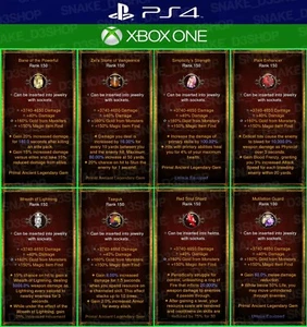 Diablo 3 PS4 - Xbox One - 22x PRIMAL Modded Gems - % Magic Find / % GFM - Picture 1 of 3